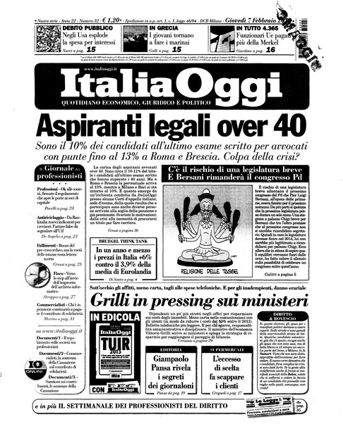 Italia oggi : quotidiano di economia finanza e politica